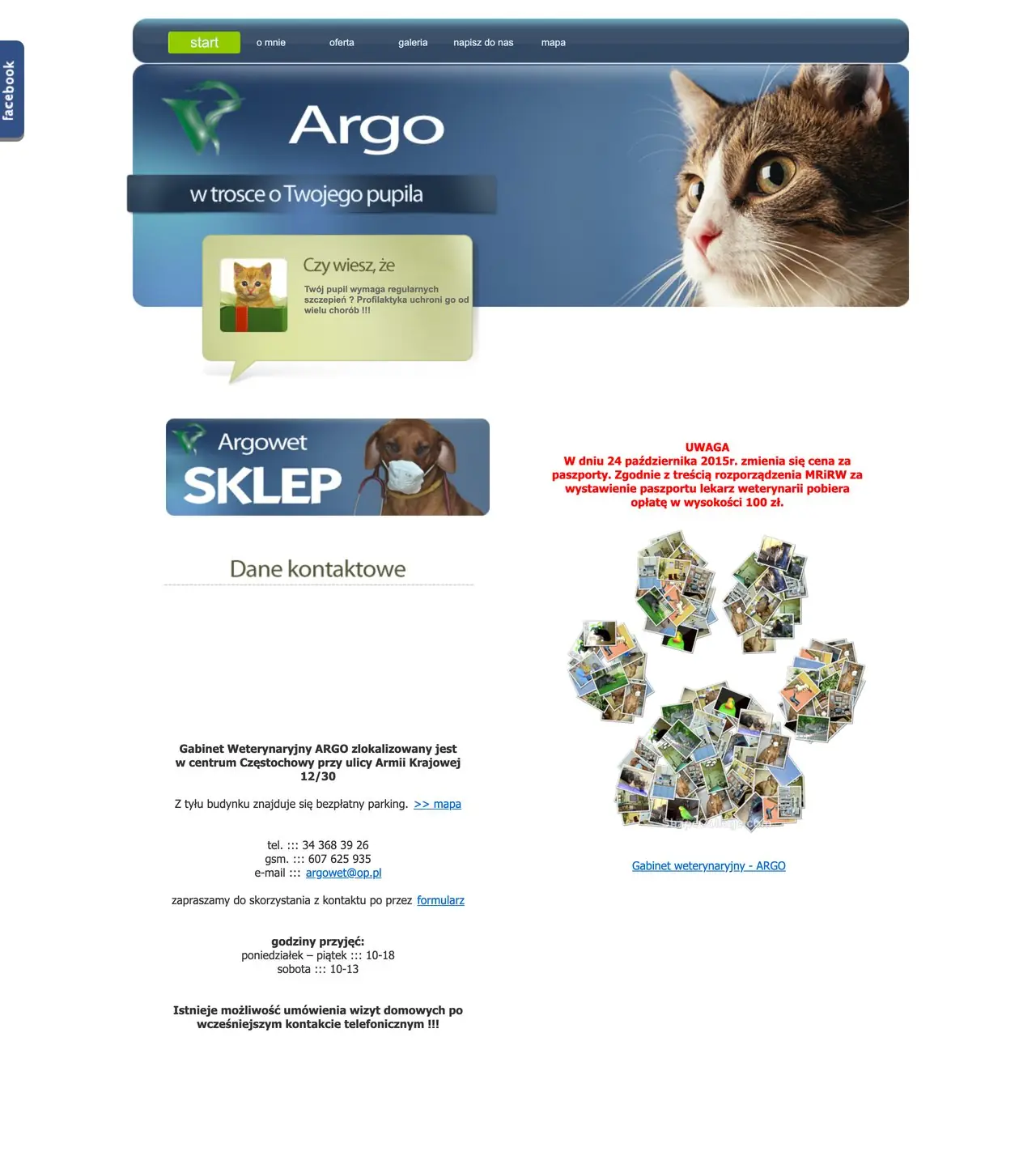 Cała strona Gabinet ARGO — wersja przed
