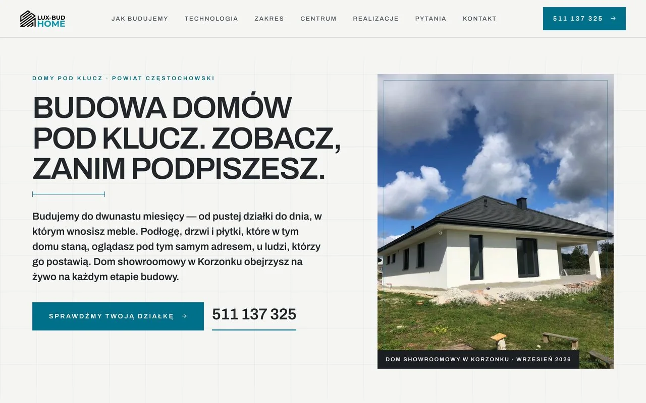 Strona LuxBud Home — domy pod klucz
