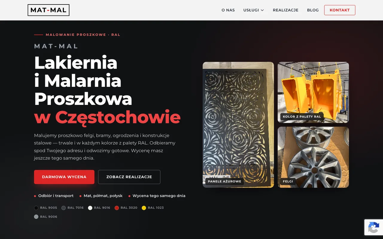 Strona MAT-MAL — lakiernia proszkowa