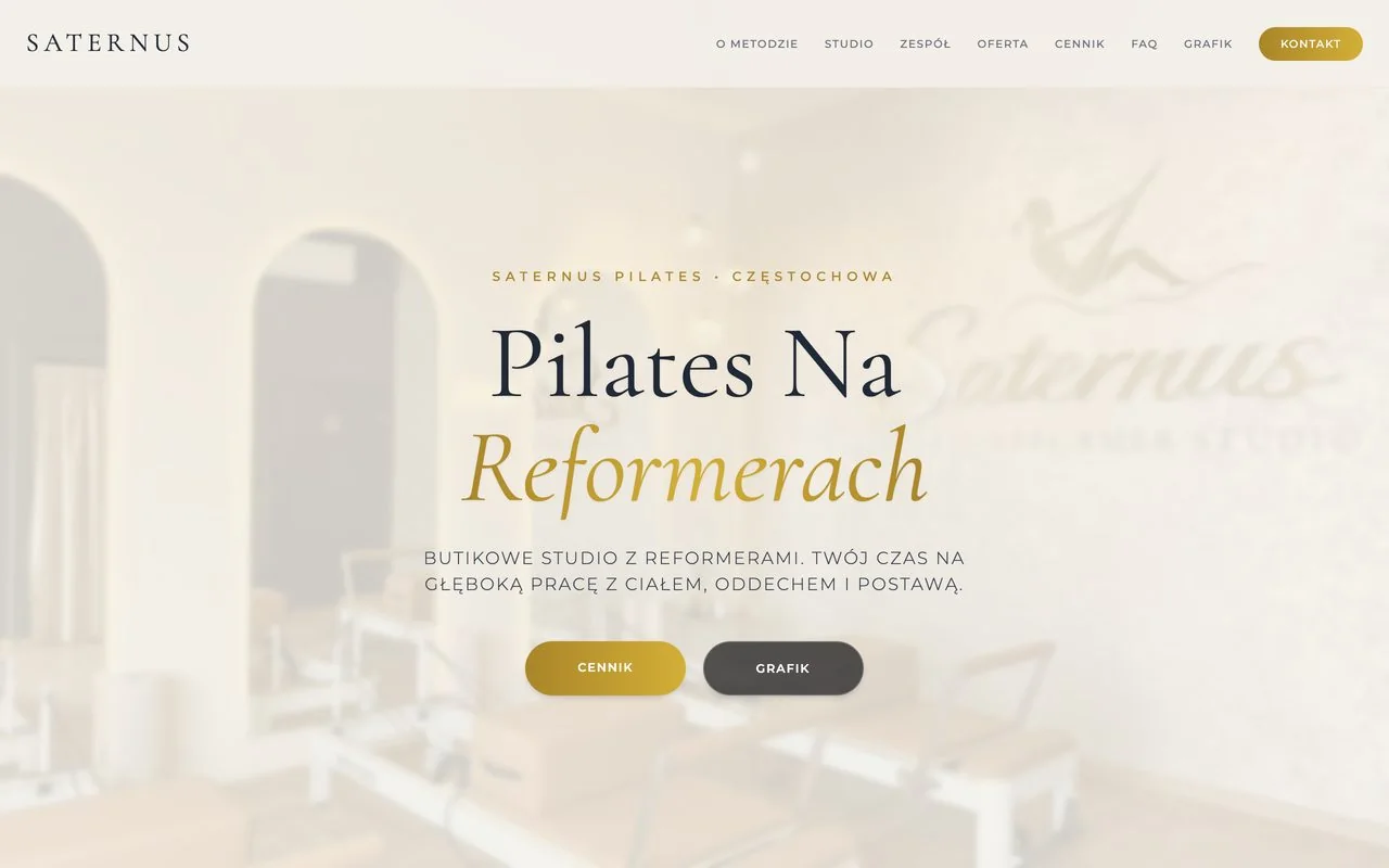 Strona Saternus Pilates — butikowe studio pilatesu
